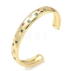 Brass Micro Pave Cubic Zirconia Cuff Bangles for Women BJEW-A172-03G-4
