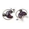 Natural Green Aventurine & Amethyst Brass Star Moon Big Pendants G-H316-01R-05-2