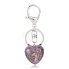 Natural Amethyst Heart with Eye of Horus Keychain PW-WG82166-04-1