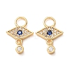 Brass Micro Pave Marine Blue Cubic Zirconia Charms CU-K002-18G-1