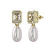 Teardrop Natural Pearl Ear Studs for Women EJEW-P231-13G-1