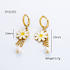304 Stainless Steel Enamel Flower Tassel Hoop Earrings FS-WG97B74-03-1