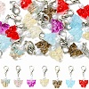 20Pcs Transparent Glass & ABS Plastic Pearl Butterfly Pendant Decorations HJEW-YW00269-1