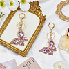 Butterfly Zinc Alloy & Rhinestone Keychains KEYC-WH0053-045G-02-3