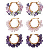 3 Pairs 3 Styles Natural Gemstone Chips Braided Hoop Earrings EJEW-TADJ00003-1