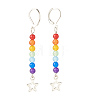 Natural Malaysia Jade with Alloy Star Long Dangle Leverback Earrings EJEW-JE04910-03-1