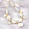 Ocean Brass Enamel Starfish Shell Shape Pendant Round ABS Imitation Pearl Beaded Necklaces KK-CBA4547-04D-G-2