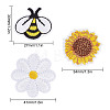 DELORIGIN Bees & Flower Polyester Embroidery Cloth Iron On/Sew On Patches AJEW-DR0001-41-2