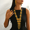 Luxury Vintage Iron Floral Filigree Necklace & Dangle Stud Earrings & Ring Sets for Women LF1388-3
