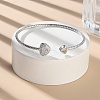 Clear Cubic Zirconia Open Cuff Bangle BJEW-G737-01P-01-3