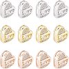 12Pcs 3 Colors Brass Micro Pave Clear Cubic Zirconia Slide Charms KK-FH0002-83-1