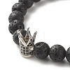 Natural Lava Rock & Non-magnetic Synthetic Hematite Round Beads Energy Power Stretch Bracelets Sett BJEW-JB07051-02-4