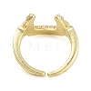 Rack Plating Brass Micro Pave Cubic Zirconia U Shape Open Cuff Rings for Women RJEW-C080-03G-3