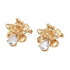 Valentine's Day 304 Stainless Steel Cubic Zirconia Stud Earrings for Women EJEW-F411-01G-02-2