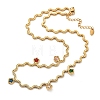 304 Stainless Steel Rope Chain Colorful Cubic Zirconia Tassel Necklaces for Women NJEW-V015-01G-C-1