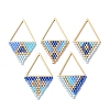 5Pcs 5 Styles Glass Seed Bead & 304 Stainless Steel Pendants PALLOY-MZ01309-1
