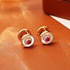 Brass Micro Pave Cubic Zirconia Hoop Earrings FS-WG3CB04-01-1