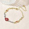 Brass Micro Pave Clear Cubic Zirconia Link Chain Bracelets for Women BJEW-C156-05PG-2