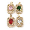 Brass Micro Pave Clear Cubic Zirconia Pendants KK-P263-25KCG-1