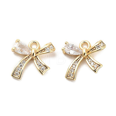 Brass Micro Pave Clear Cubic Zirconia Charms KK-C054-04G-1