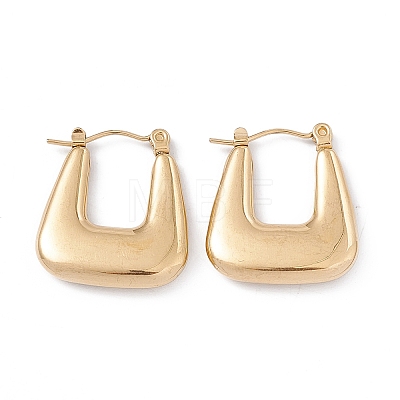 Ion Plating(IP) 304 Stainless Steel Trapezoid Thick Hoop Earrings for Women EJEW-B018-07G-1