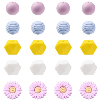 5 Styles Food Grade Eco-Friendly Silicone Beads SIL-FS0001-24-1