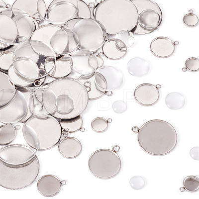 DIY Blank Dome 304 Stainless Steel Pendant Making Kits DIY-TA0011-82-1