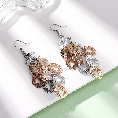 430 Stainless Steel Oval Dangle Earrings EJEW-A137-13M-1