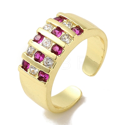 Rack Plating Brass Micro Pave Cubic Zirconia Cuff Rings RJEW-H228-13G-1