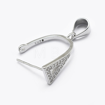 Anti-Tarnish Rhodium Plated 925 Sterling Silver Micro Pave Cubic Zirconia Pendant Bails STER-P034-47P-1