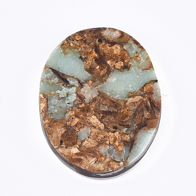 Assembled Natural Bronzite and Synthetic Aqua Terra Jasper Pendants G-S329-035-1