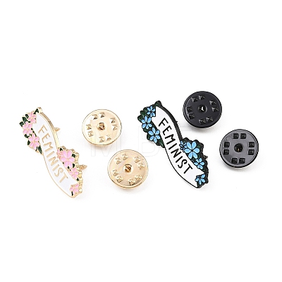 Feminist with Flower Enamel Pins JEWB-D306-01-1