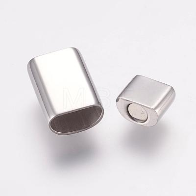 304 Stainless Steel Magnetic Clasps with Glue-in Ends STAS-L189-17P-1
