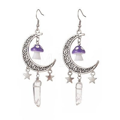 Alloy Moon with Star Chandelier Earrings EJEW-JE05224-1