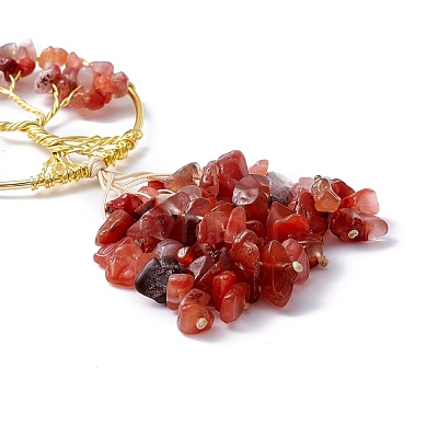 Wire Wrapped Chips Natural Mixed Goldstone Big Pendant Decorations HJEW-H057-03-1
