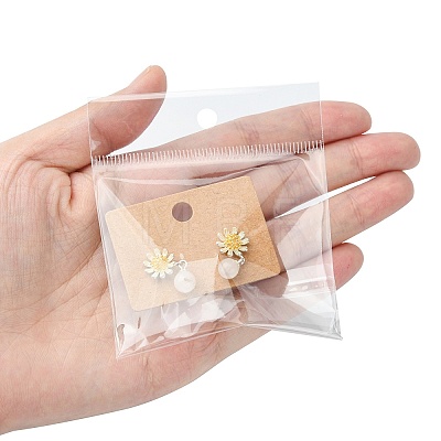 50Pcs Rectangle Kraft Paper Earring Display Card with Hanging Hole CDIS-CJ0001-05-1