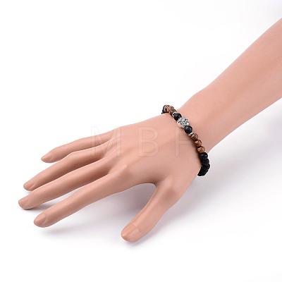 Natural Lava Rock Beads Stretch Bracelets BJEW-JB03395-01-1