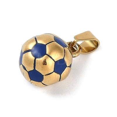 Trendy Necklace Findings 304 Stainless Steel FootBall/Soccer Ball Pendants STAS-L012-B01G-01-1