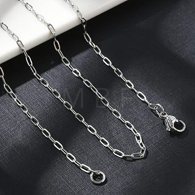 Non-Tarnish 304 Stainless Steel Paperclip Chain Necklace with Lobster Claw Clasps for Men Women NJEW-H205-03P-01-1