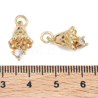 Brass Micro Pave Clear Cubic Zirconia Pendants KK-T080-29G-1