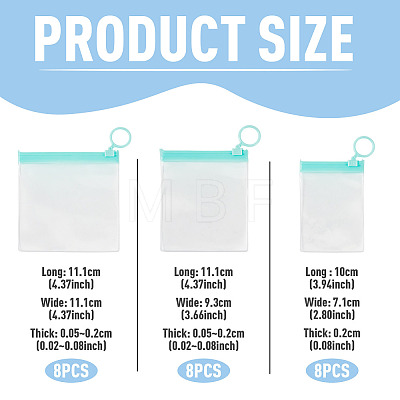 24Pcs 3 Styles Transparent EVA Resealable Bags with Rings ABAG-TA0002-27-1