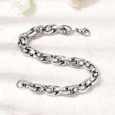 201 Stainless Steel Rope Chain Bracelets for Men STAS-T077-16P-1