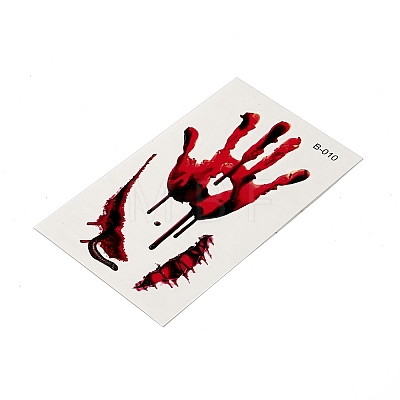10Pcs 10 Style Halloween Horror Realistic Bloody Wound Scar Removable Temporary Water Proof Tattoos Paper Stickers AJEW-G048-03-1