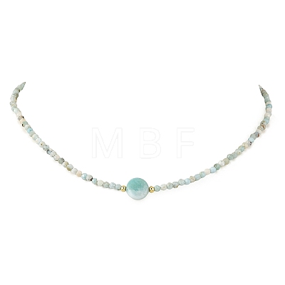 Natural Larimar Beaded Necklaces NJEW-JN06655-1