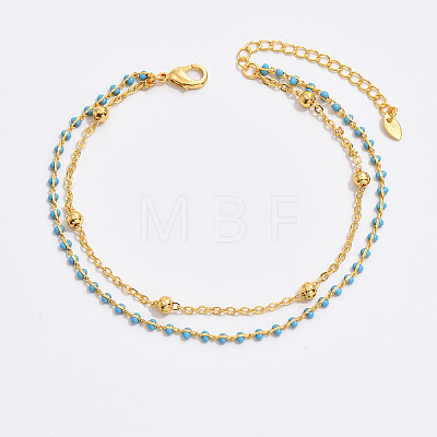 Fashionable Brass Double Layered Anklets with High-end Chain Design AF5904-1