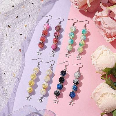 4 Pairs 4 Colors Waxberry Round Acrylic Beaded Dangle Earring Sets EJEW-JE05889-1