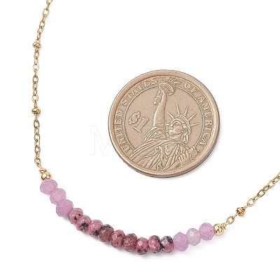 Dyed Natural Malaysia Jade Faceted Rondelle Beaded 304 Stainless Steel Satellite Chain Necklaces for Women NJEW-JN05783-02-1