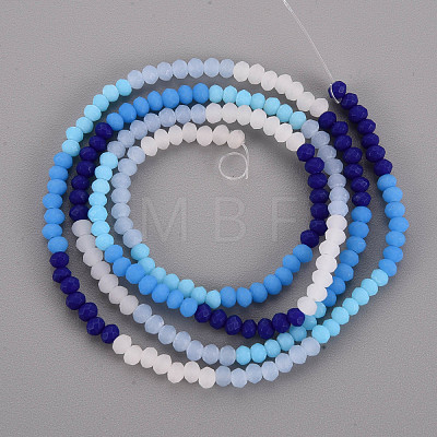 Opaque 7 Colors Frosted Glass Beads Strands X-FGLA-T002-02A-A04-1