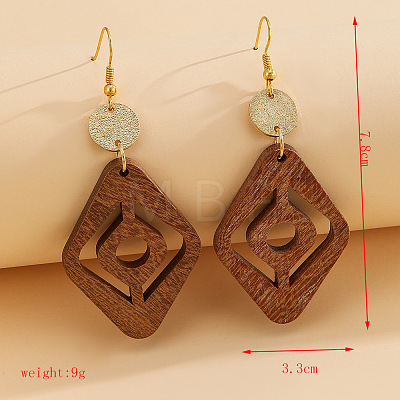 Wood & Alloy Dangle Earrings WG8DABA-04-1