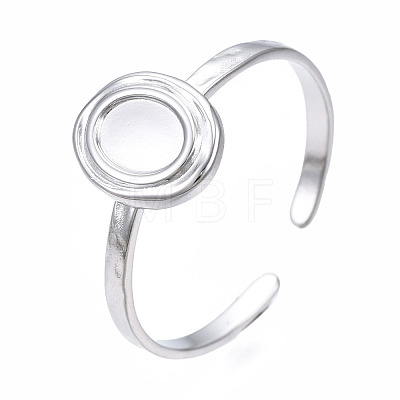 304 Stainless Steel Open Cuff Finger Ring Cabochon Settings STAS-T060-11P-1